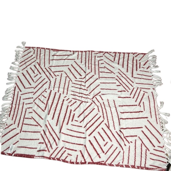 West Elm Throw Blanket 50 in x 60 in Red with White Stripes - Picture 5 of 5